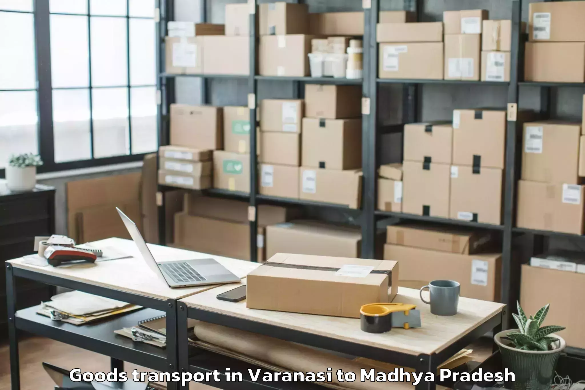 Book Your Varanasi to Abhilashi University Bhopal Goods Transport Today